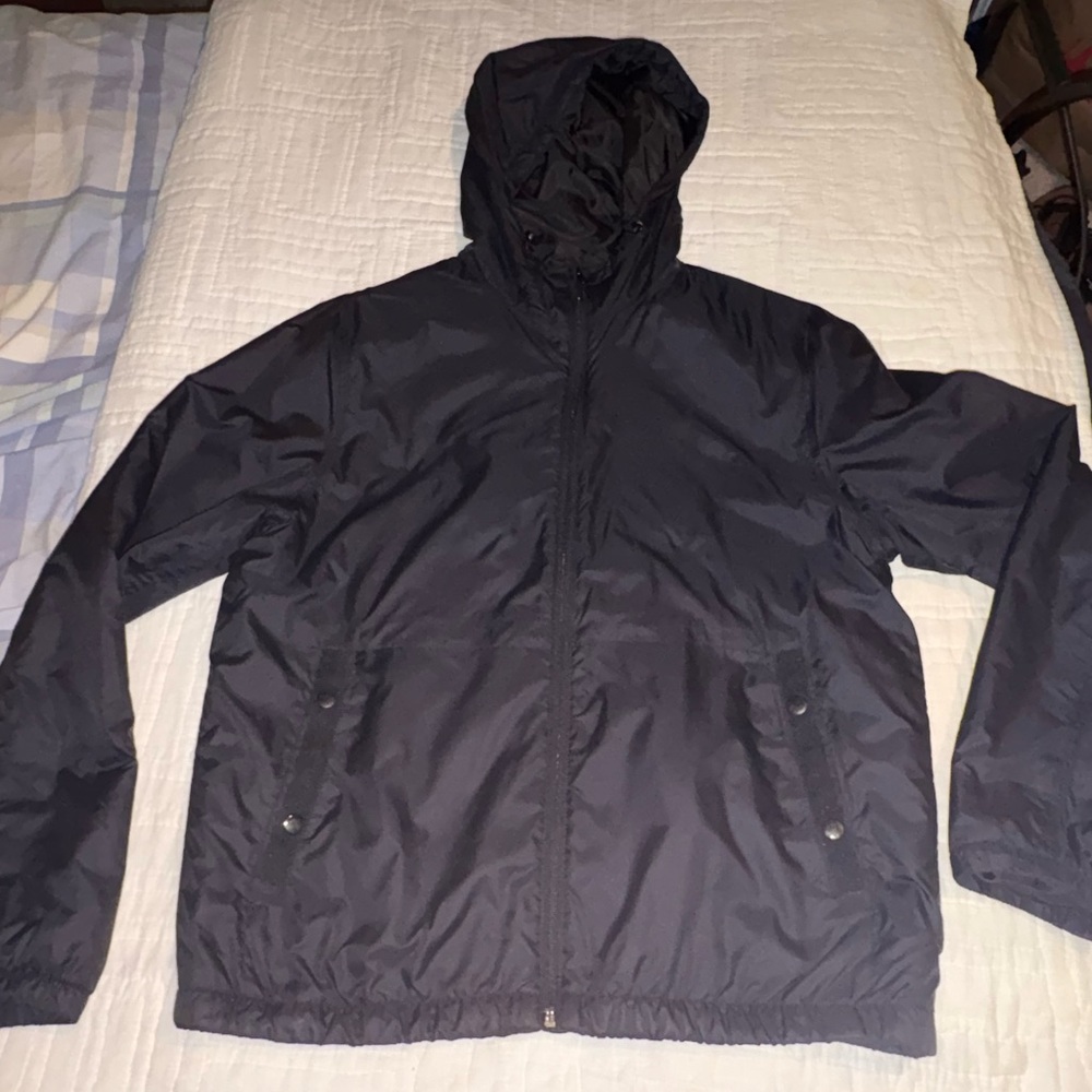 GAP Men's Medium Black Hooded Lightweight Coat